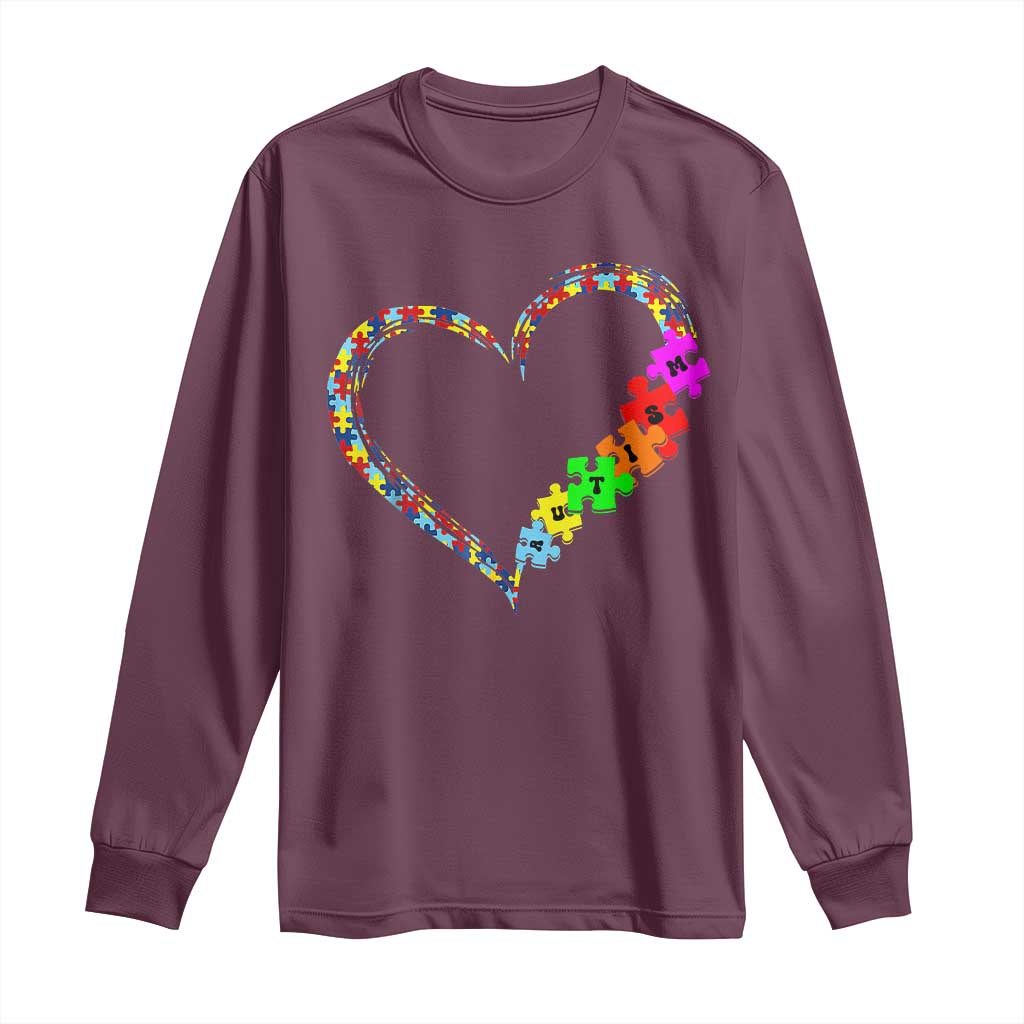 Autism Support Love Heart Puzzle Piece Long Sleeve Shirt