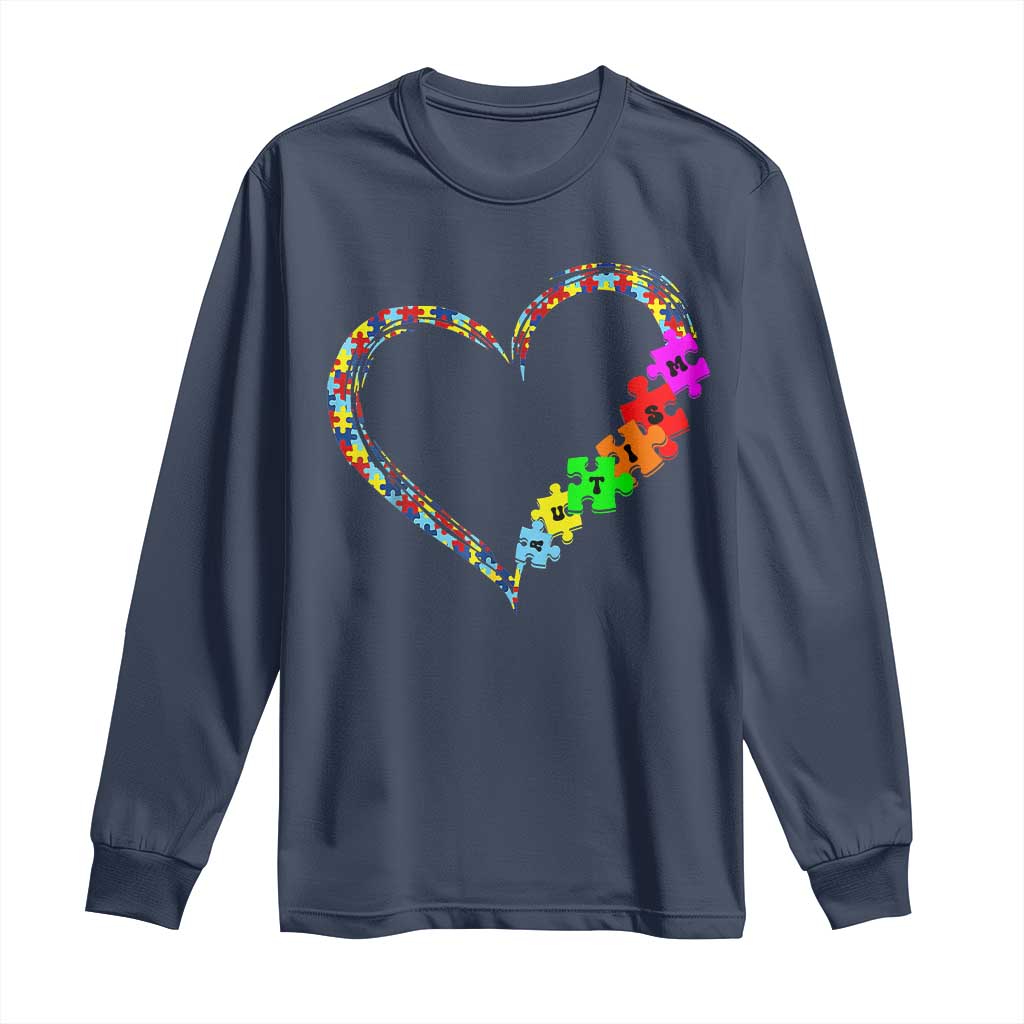 Autism Support Love Heart Puzzle Piece Long Sleeve Shirt