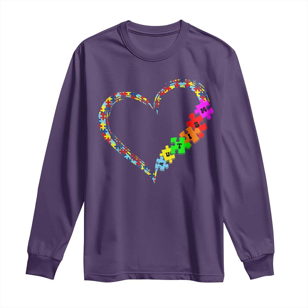 Autism Support Love Heart Puzzle Piece Long Sleeve Shirt