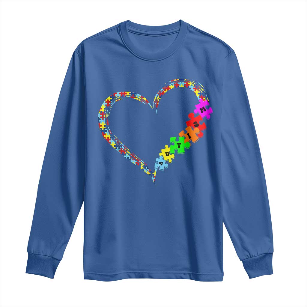 Autism Support Love Heart Puzzle Piece Long Sleeve Shirt