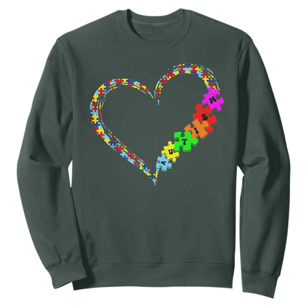 Autism Support Love Heart Puzzle Piece Sweatshirt