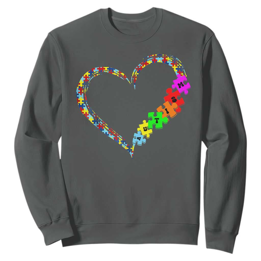 Autism Support Love Heart Puzzle Piece Sweatshirt