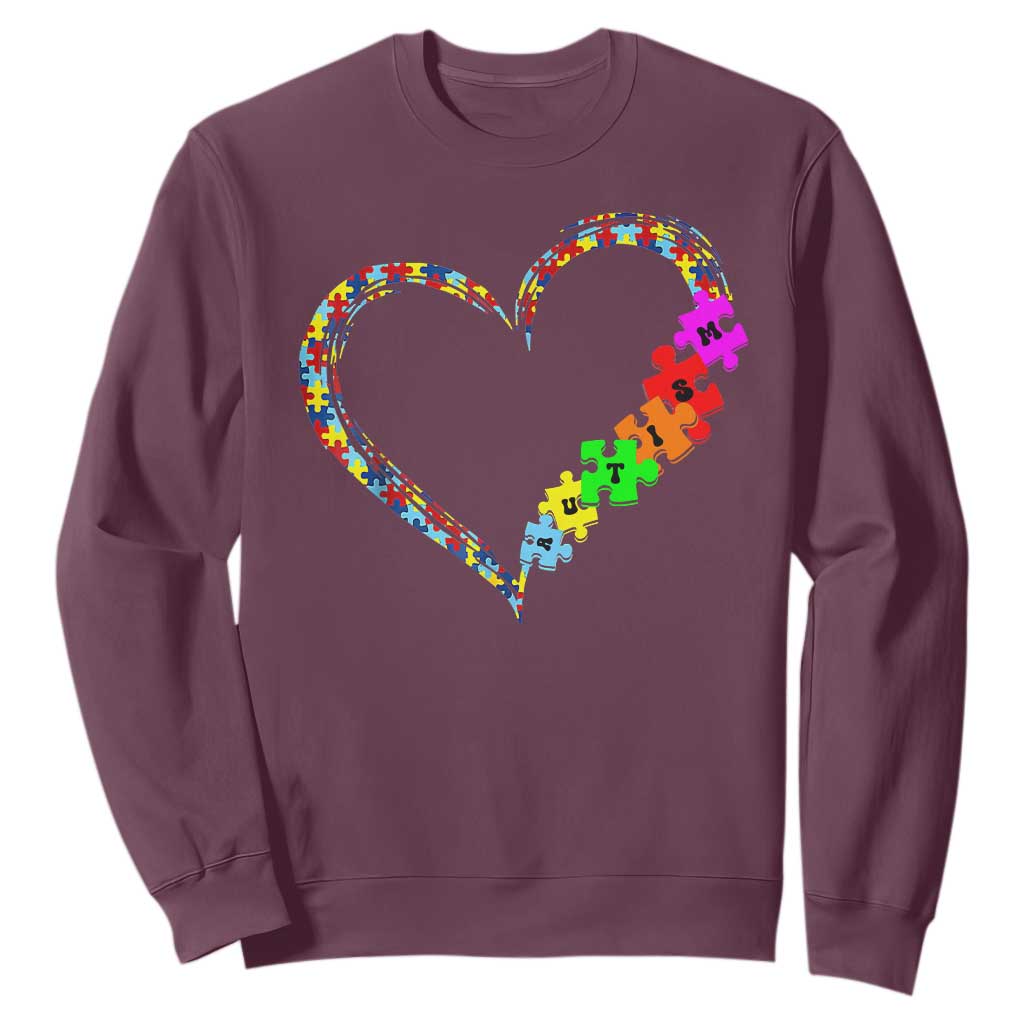 Autism Support Love Heart Puzzle Piece Sweatshirt