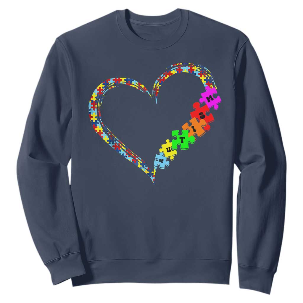 Autism Support Love Heart Puzzle Piece Sweatshirt