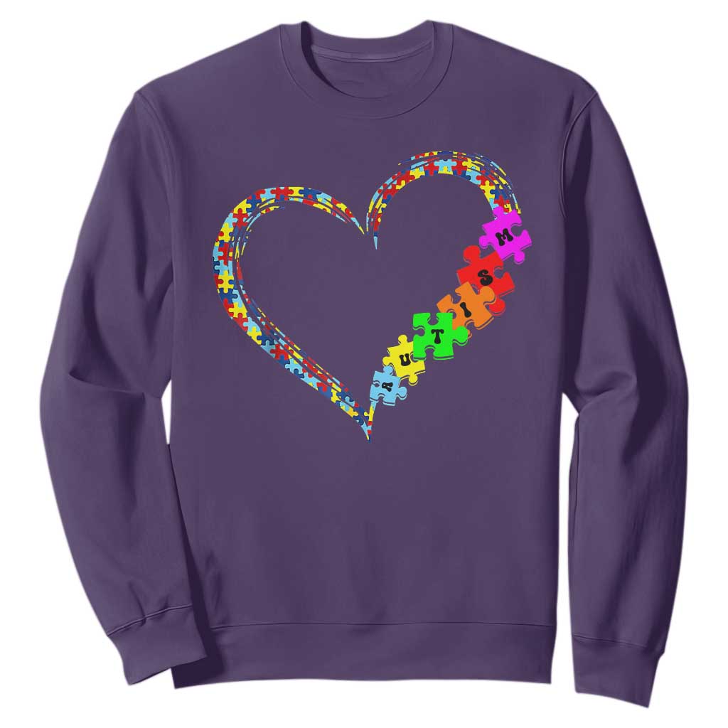 Autism Support Love Heart Puzzle Piece Sweatshirt
