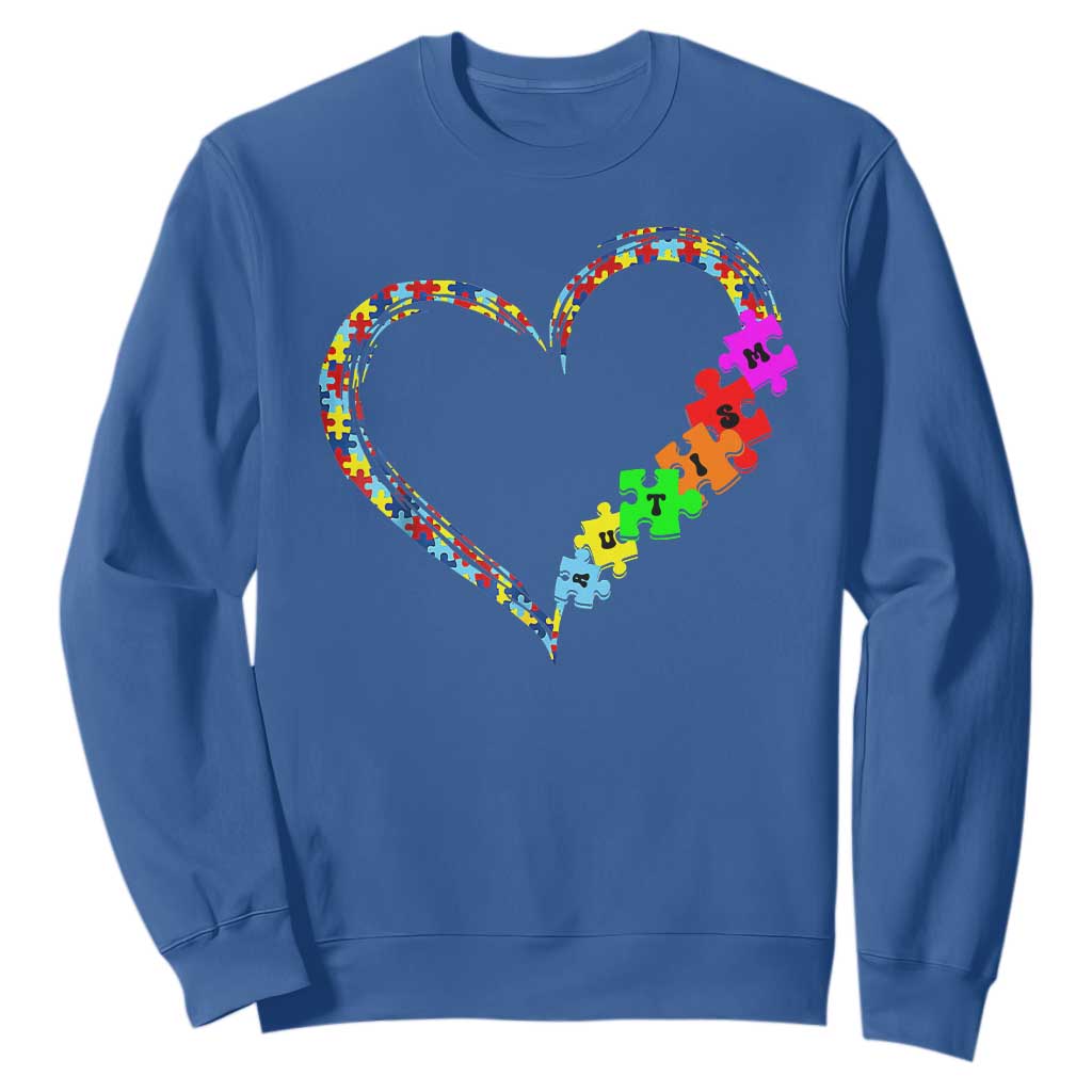 Autism Support Love Heart Puzzle Piece Sweatshirt