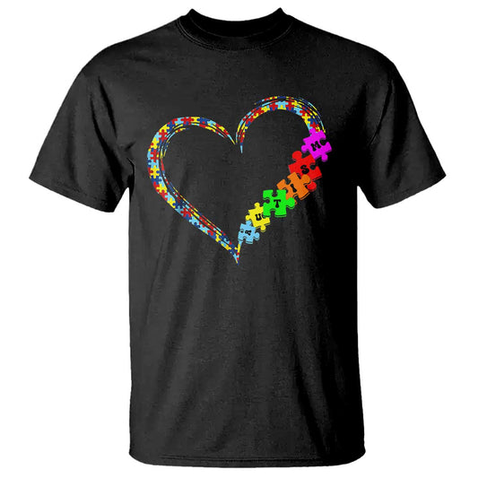 Autism Support Love Heart Puzzle Piece T Shirt