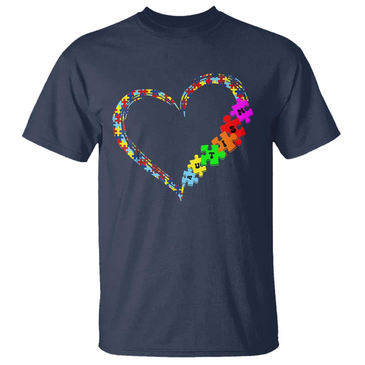 Autism Support Love Heart Puzzle Piece T Shirt