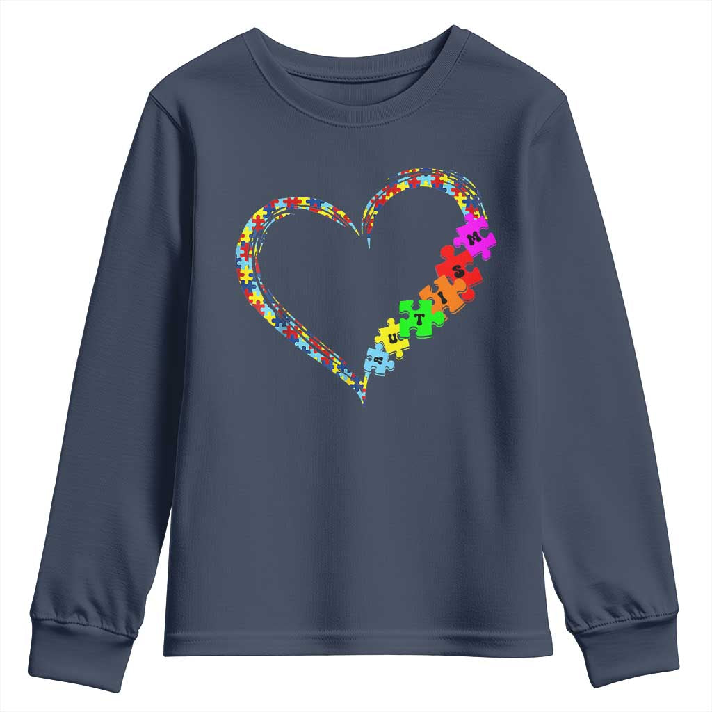 Autism Support Love Heart Puzzle Piece Youth Sweatshirt