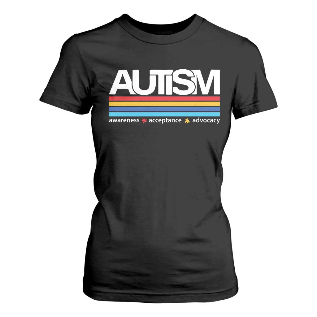 Retro Autism Support Acceptance T Shirt For Women