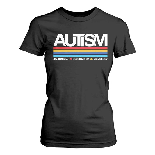 Retro Autism Support Acceptance T Shirt For Women