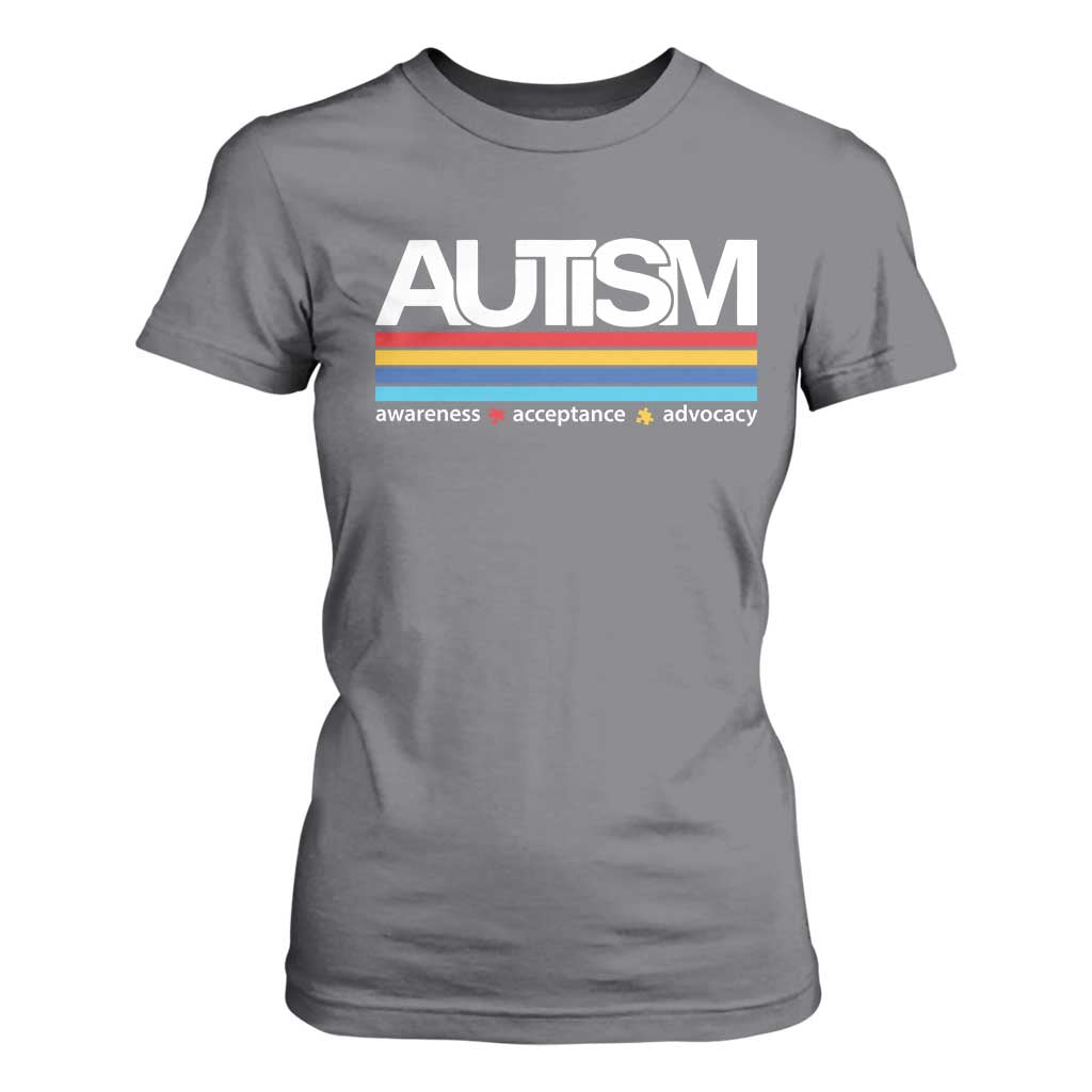 Retro Autism Support Acceptance T Shirt For Women