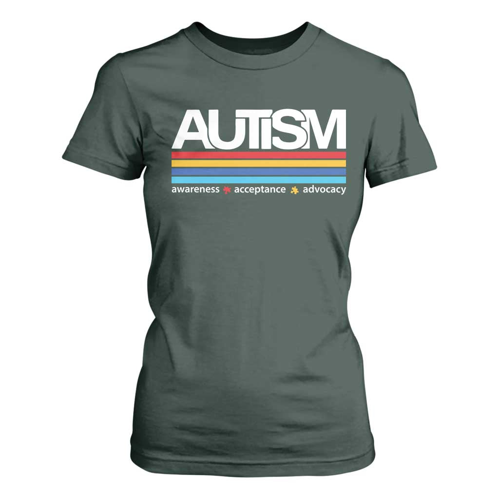 Retro Autism Support Acceptance T Shirt For Women