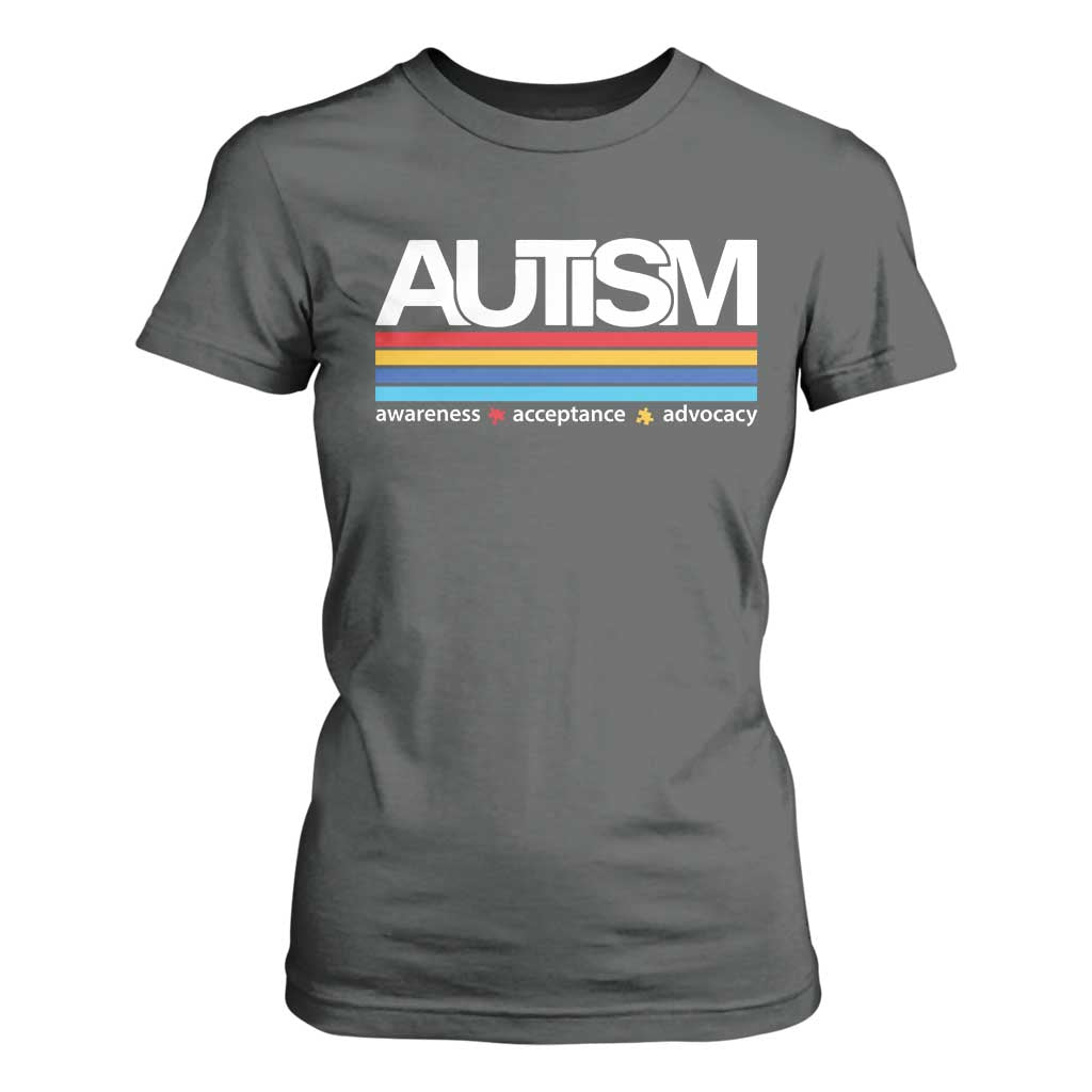 Retro Autism Support Acceptance T Shirt For Women