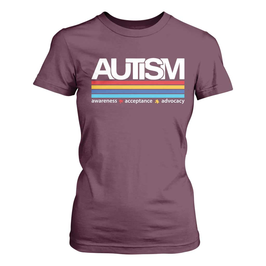 Retro Autism Support Acceptance T Shirt For Women