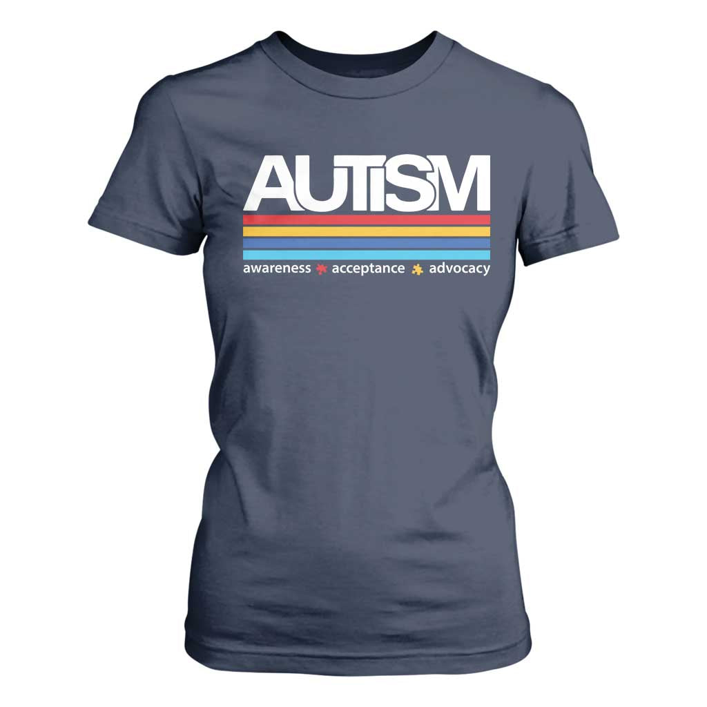 Retro Autism Support Acceptance T Shirt For Women