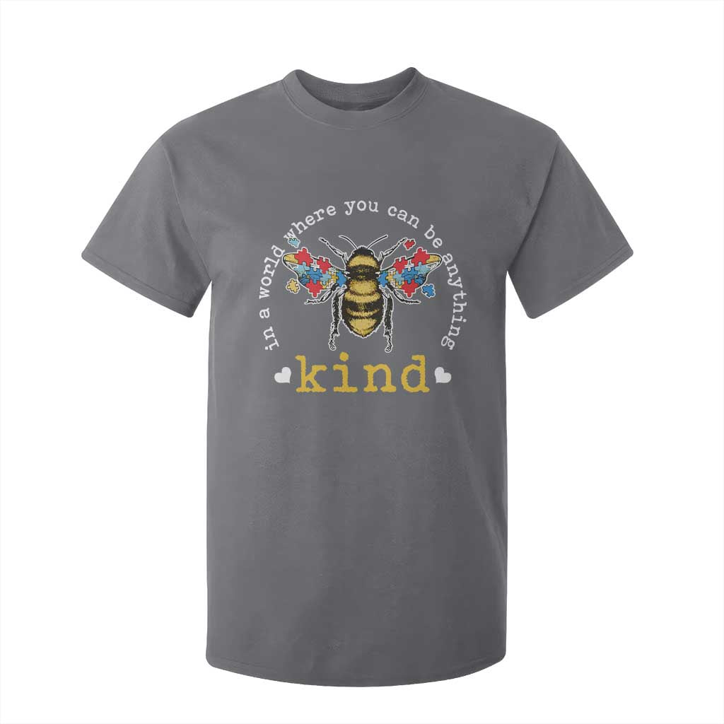 Autism Support T Shirt For Kid In A World Where You Can Be Anything Bee Kind Puzzle Pieces