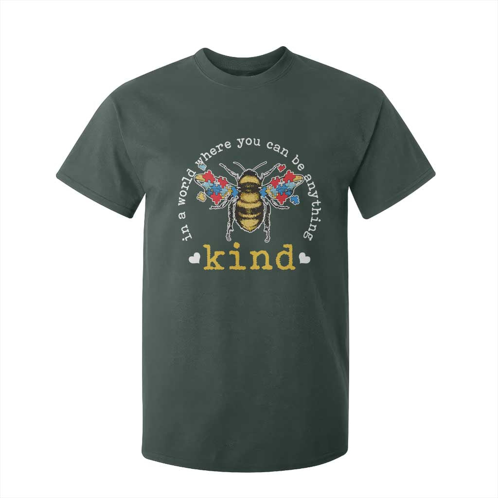 Autism Support T Shirt For Kid In A World Where You Can Be Anything Bee Kind Puzzle Pieces