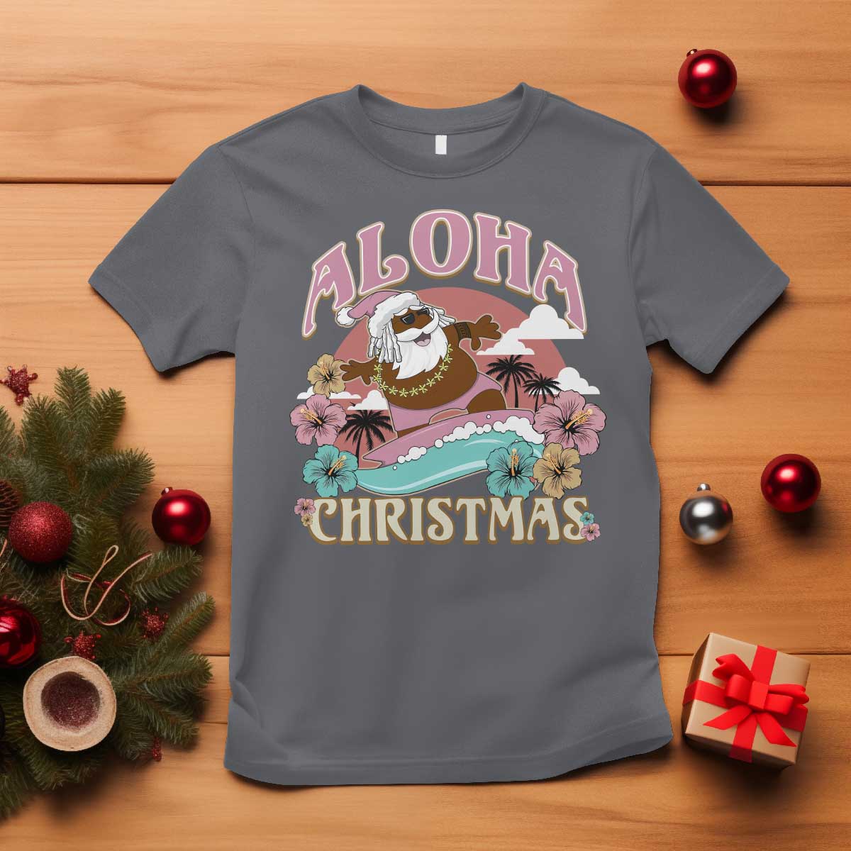 hawaii-christmas-t-shirt-retro-african-american-surfing-santa-with-tattoos-aloha-christmas