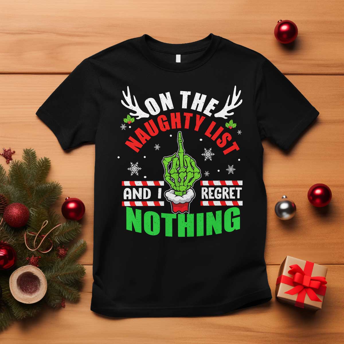 funny-xmas-t-shirt-on-the-list-of-naughty-and-i-regret-nothing-christmas