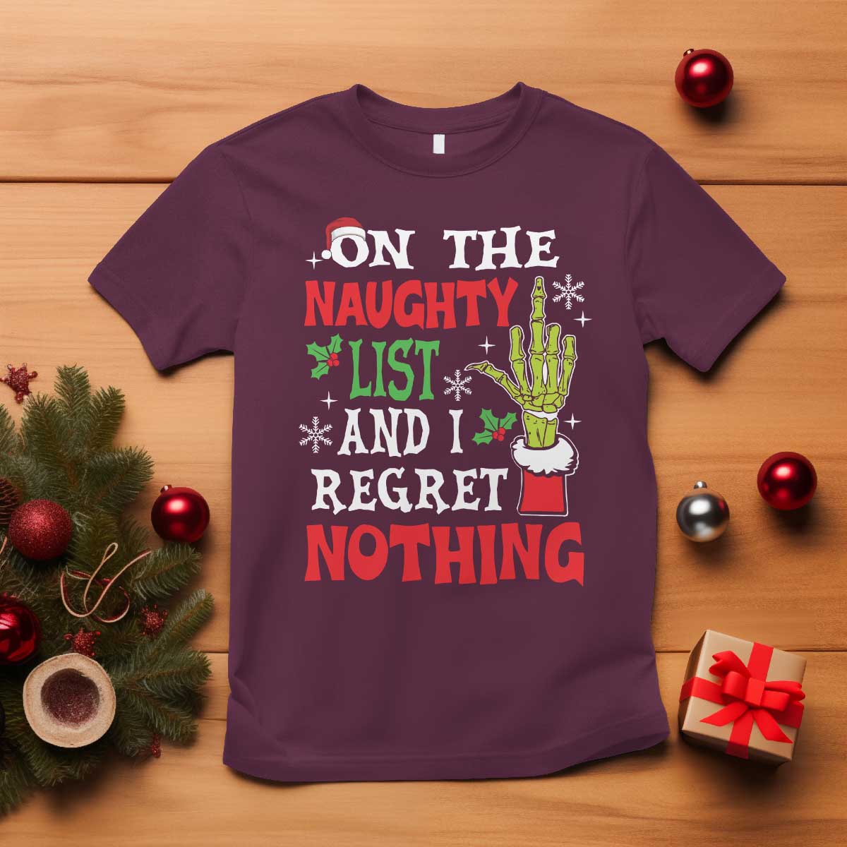 funny-christmas-t-shirt-on-the-list-of-naughty-and-i-regret-nothing-xmas