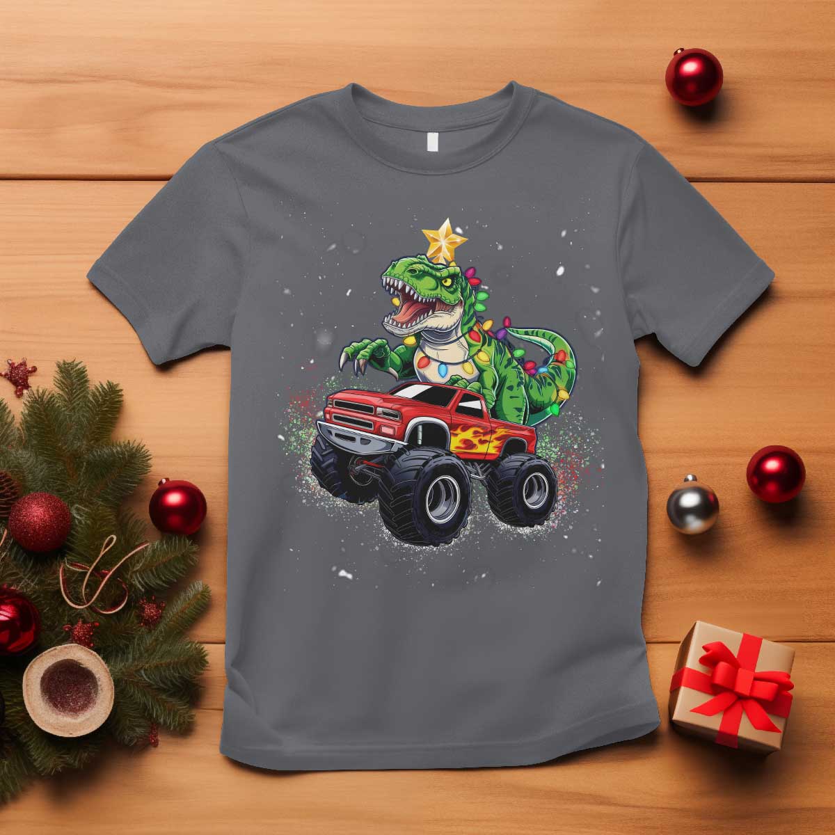 christmas-dinosaur-monster-truck-t-shirt