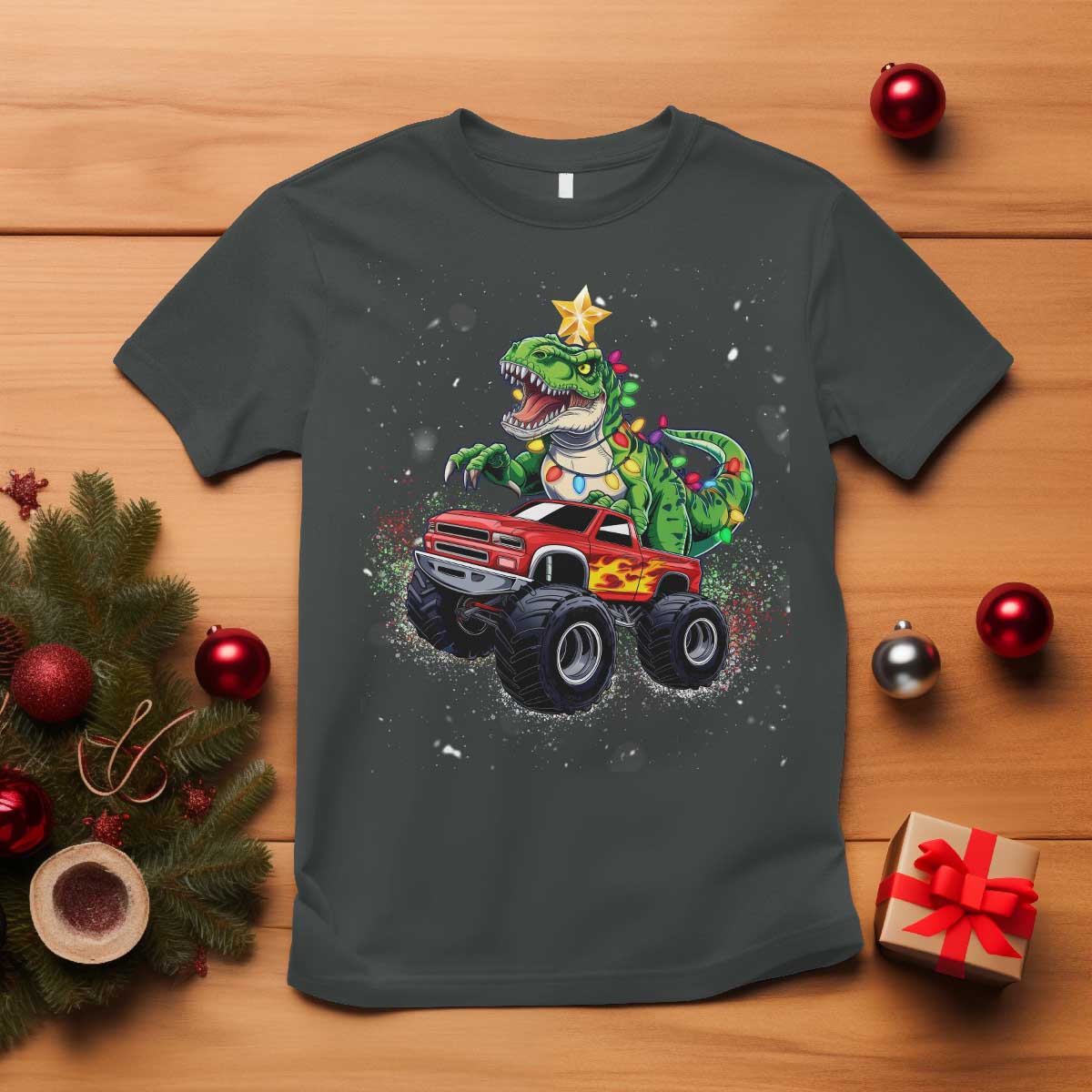 christmas-dinosaur-monster-truck-t-shirt