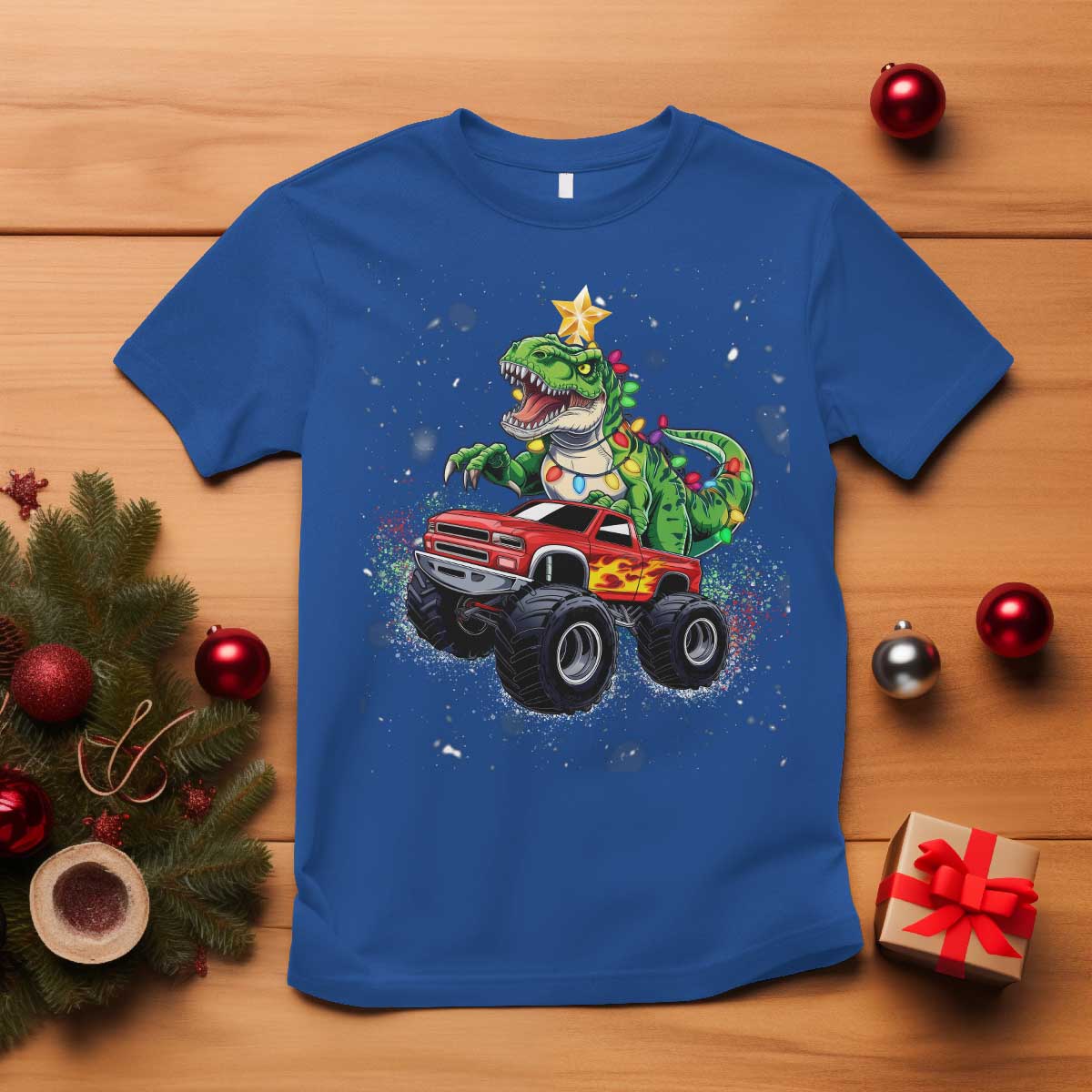 christmas-dinosaur-monster-truck-t-shirt