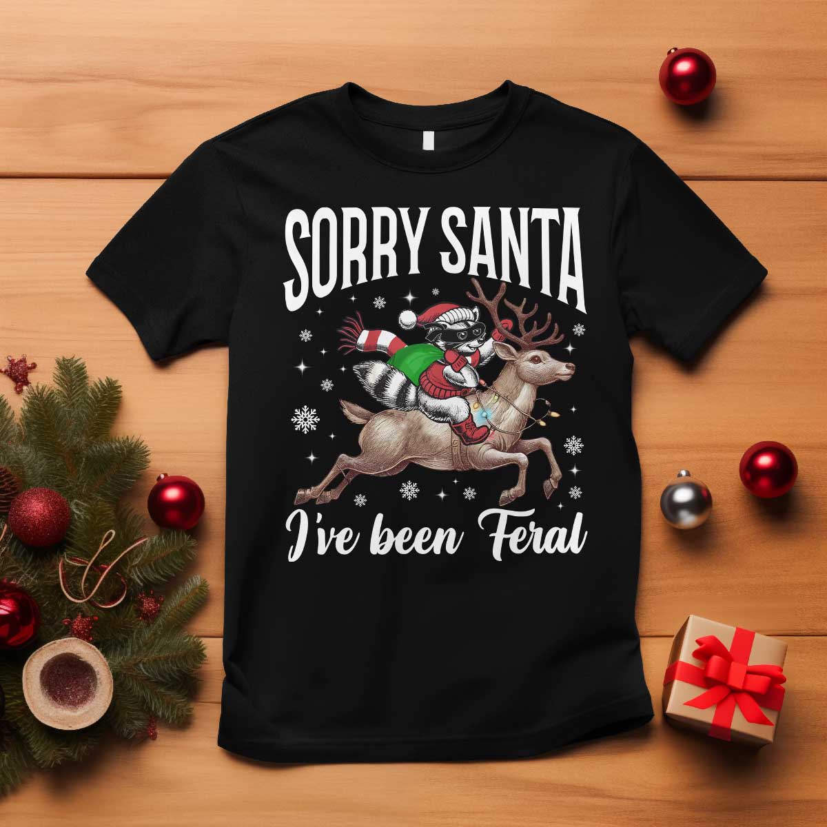 christmas-raccoon-t-shirt-sorry-santa-ive-been-feral-funny-weird-xmas-gifts