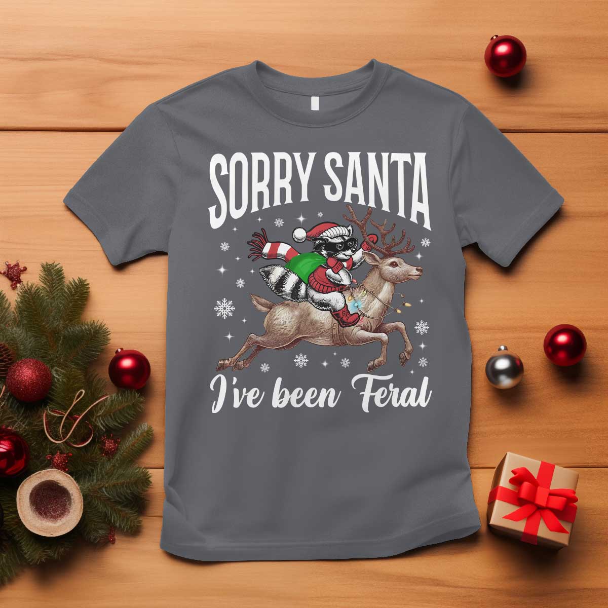 christmas-raccoon-t-shirt-sorry-santa-ive-been-feral-funny-weird-xmas-gifts