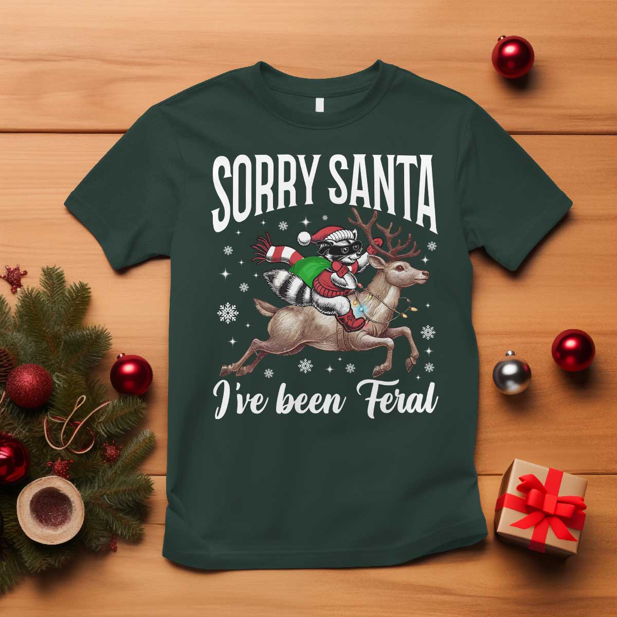 christmas-raccoon-t-shirt-sorry-santa-ive-been-feral-funny-weird-xmas-gifts