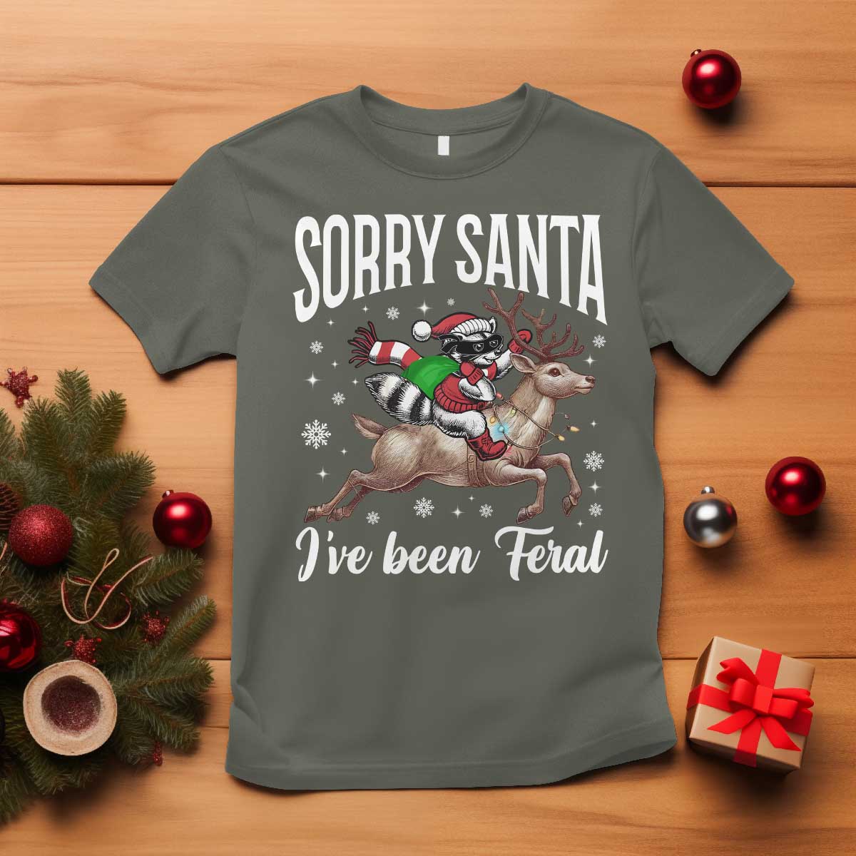 christmas-raccoon-t-shirt-sorry-santa-ive-been-feral-funny-weird-xmas-gifts