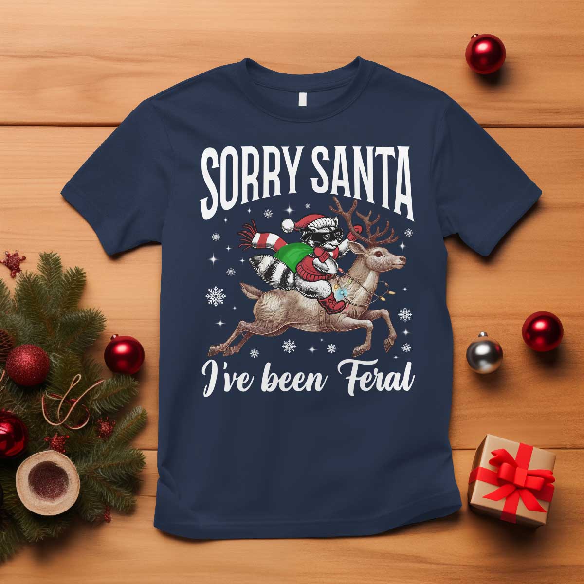christmas-raccoon-t-shirt-sorry-santa-ive-been-feral-funny-weird-xmas-gifts