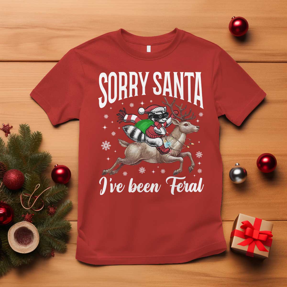 christmas-raccoon-t-shirt-sorry-santa-ive-been-feral-funny-weird-xmas-gifts