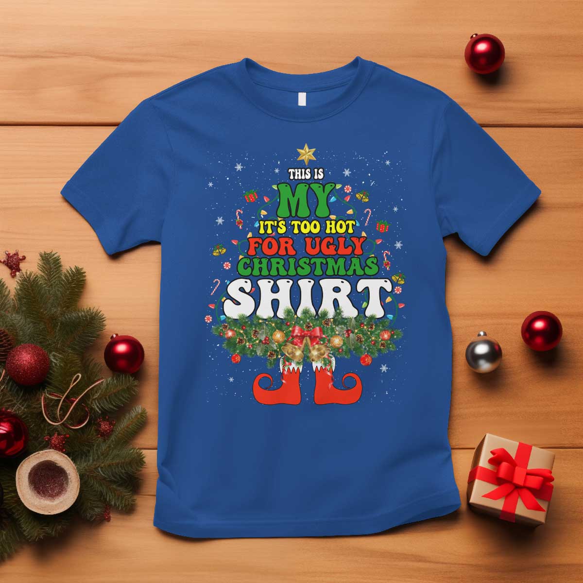 too-hot-ugly-christmas-sweaters-t-shirt-funny-xmas-elf