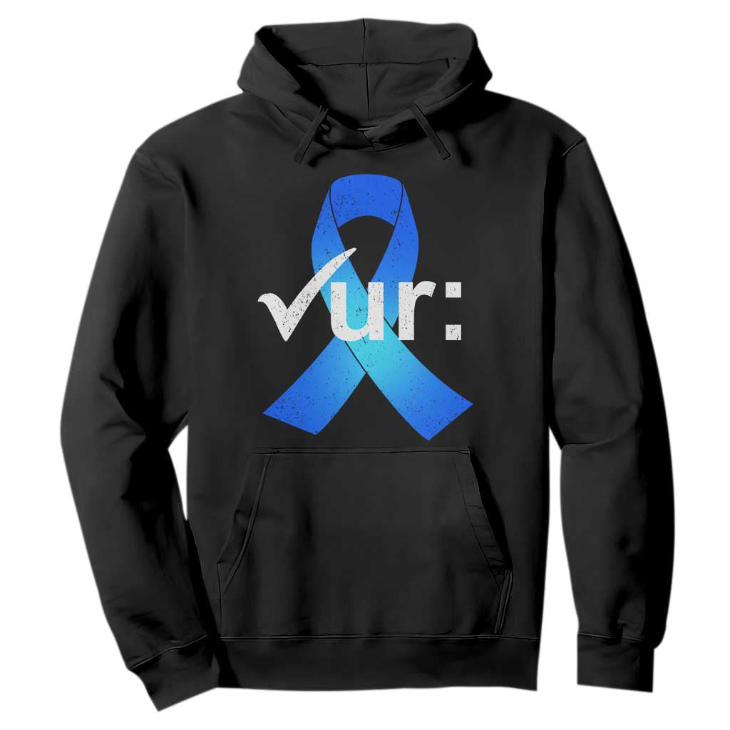 Colon Cancer Support Hoodie Blue Ribbon Colonoscopy Colorectal