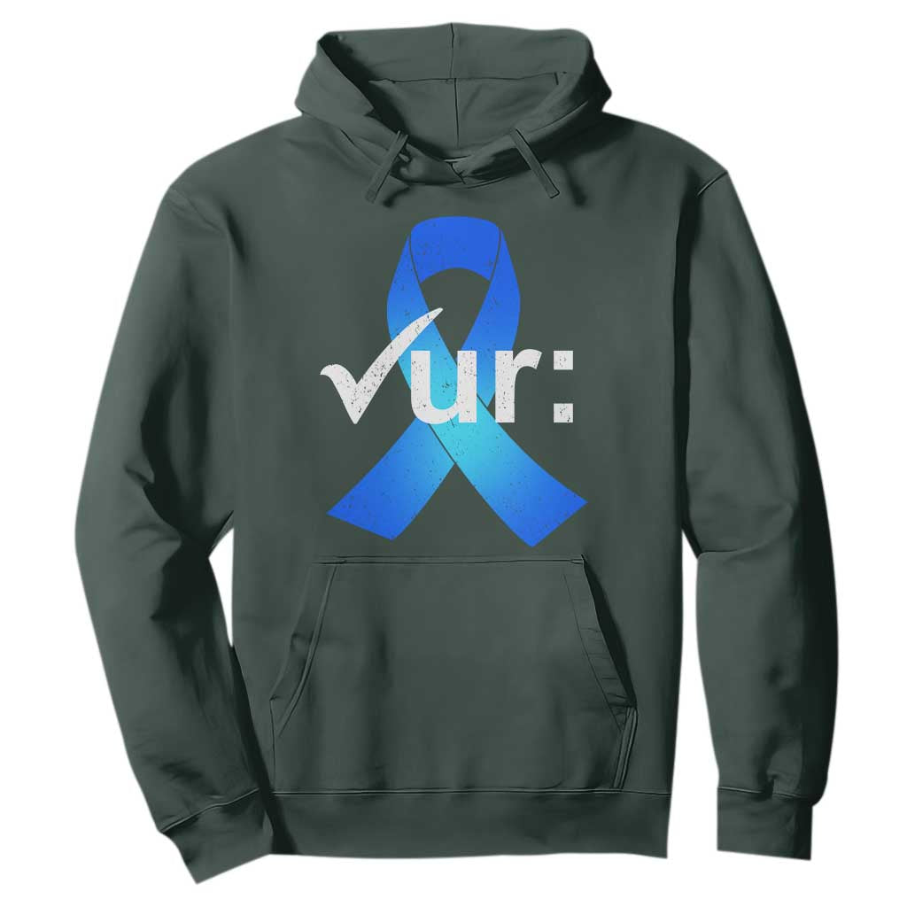 Colon Cancer Support Hoodie Blue Ribbon Colonoscopy Colorectal