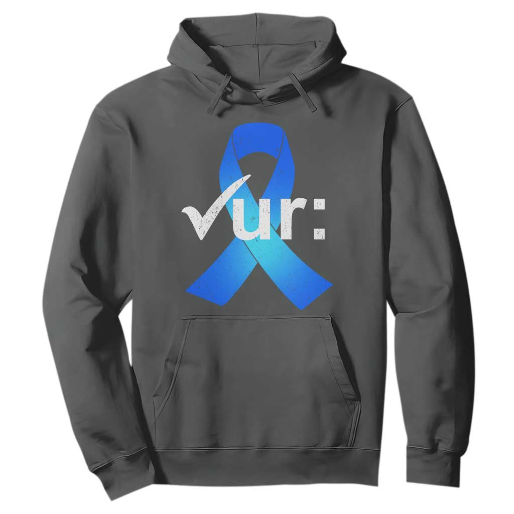 Colon Cancer Support Hoodie Blue Ribbon Colonoscopy Colorectal