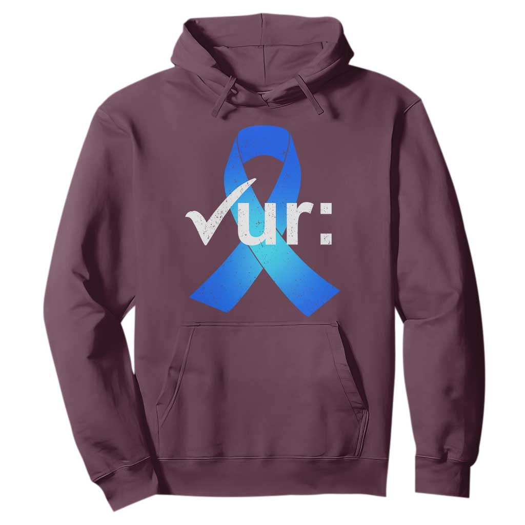 Colon Cancer Support Hoodie Blue Ribbon Colonoscopy Colorectal
