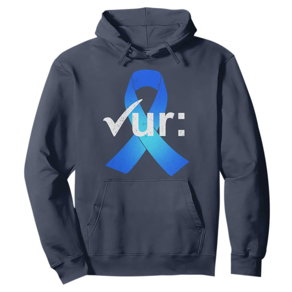 Colon Cancer Support Hoodie Blue Ribbon Colonoscopy Colorectal