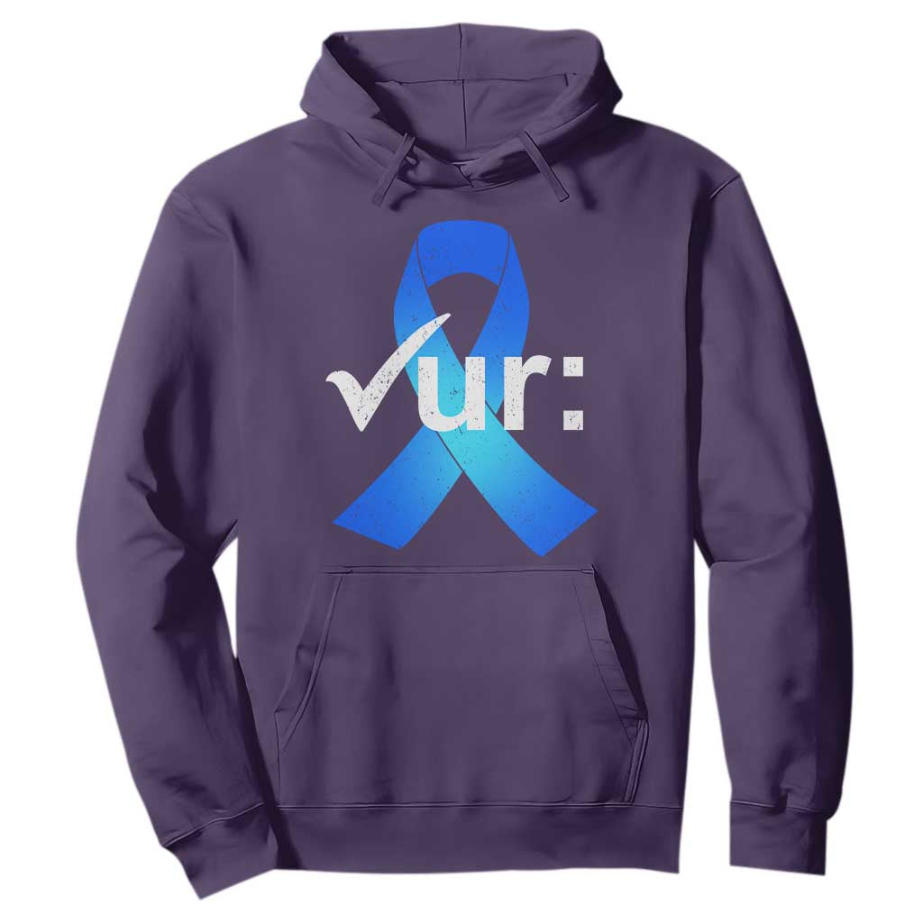 Colon Cancer Support Hoodie Blue Ribbon Colonoscopy Colorectal