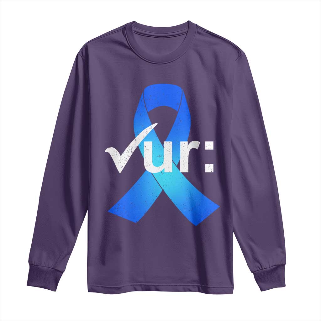 Colon Cancer Support Long Sleeve Shirt Blue Ribbon Colonoscopy Colorectal