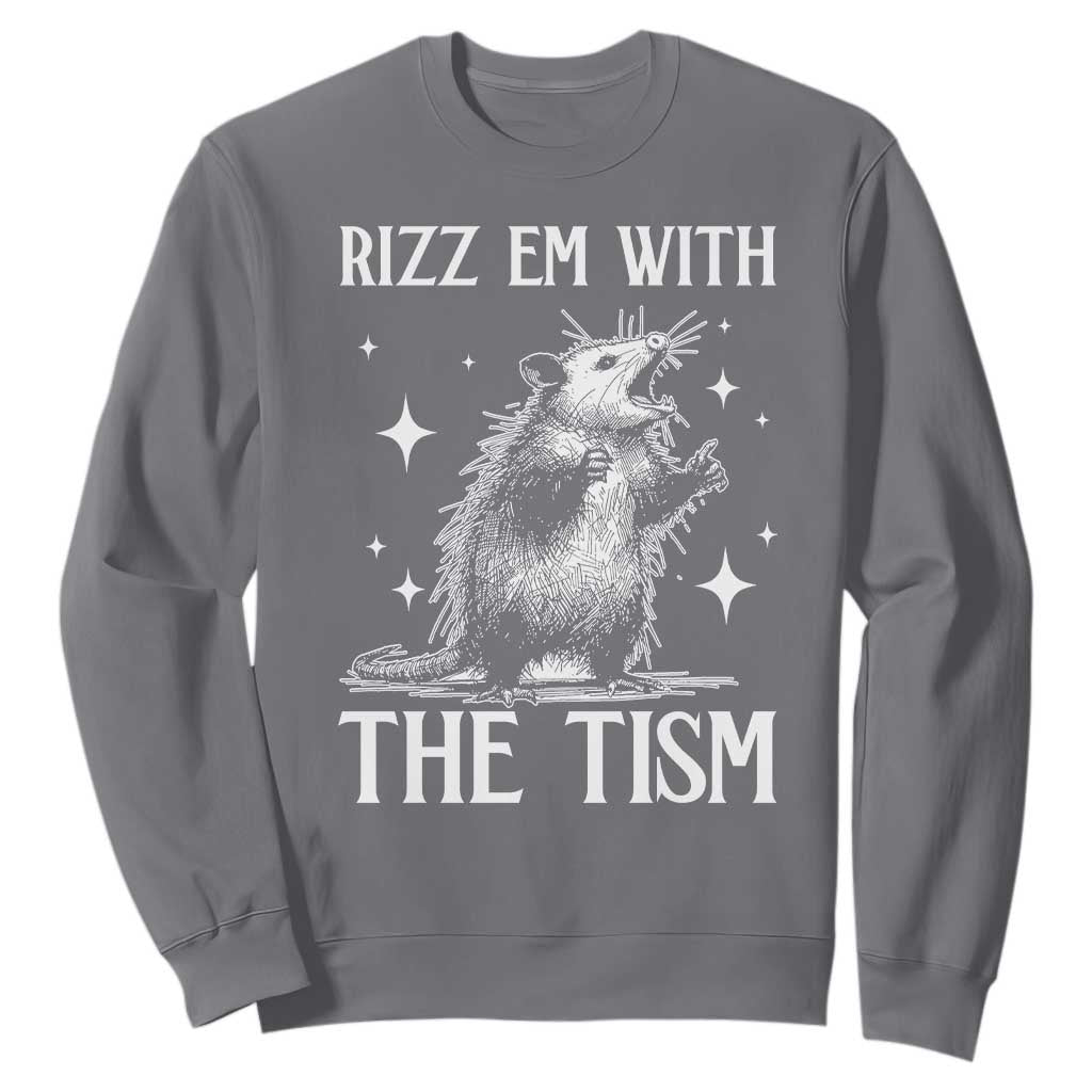 Funny Autism Opossum Sweatshirt Rizz Em With The Tism Meme Autistic ASD