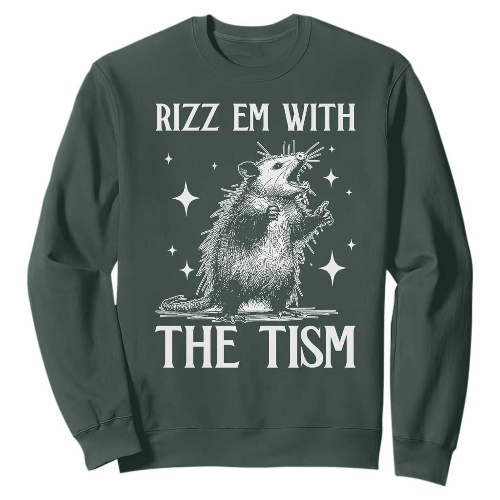 Funny Autism Opossum Sweatshirt Rizz Em With The Tism Meme Autistic ASD