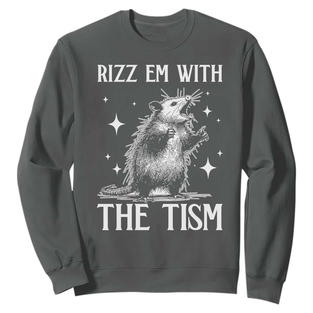Funny Autism Opossum Sweatshirt Rizz Em With The Tism Meme Autistic ASD