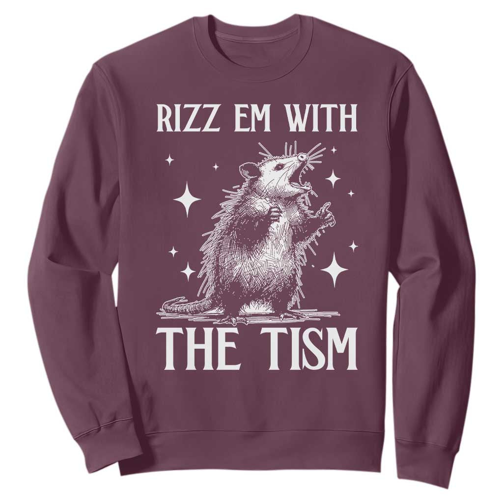 Funny Autism Opossum Sweatshirt Rizz Em With The Tism Meme Autistic ASD
