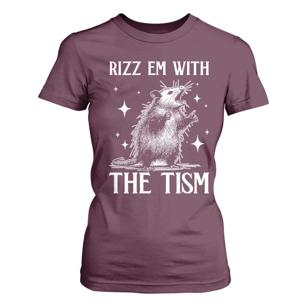 Funny Autism Opossum T Shirt For Women Rizz Em With The Tism Meme Autistic ASD