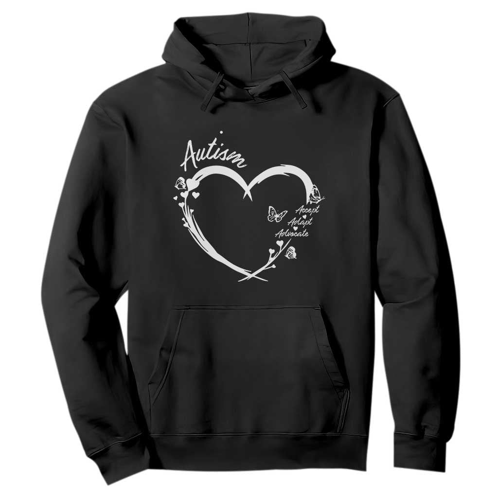 Autism Support Adaptation Hoodie Accept Adapt Advocate Love Heart