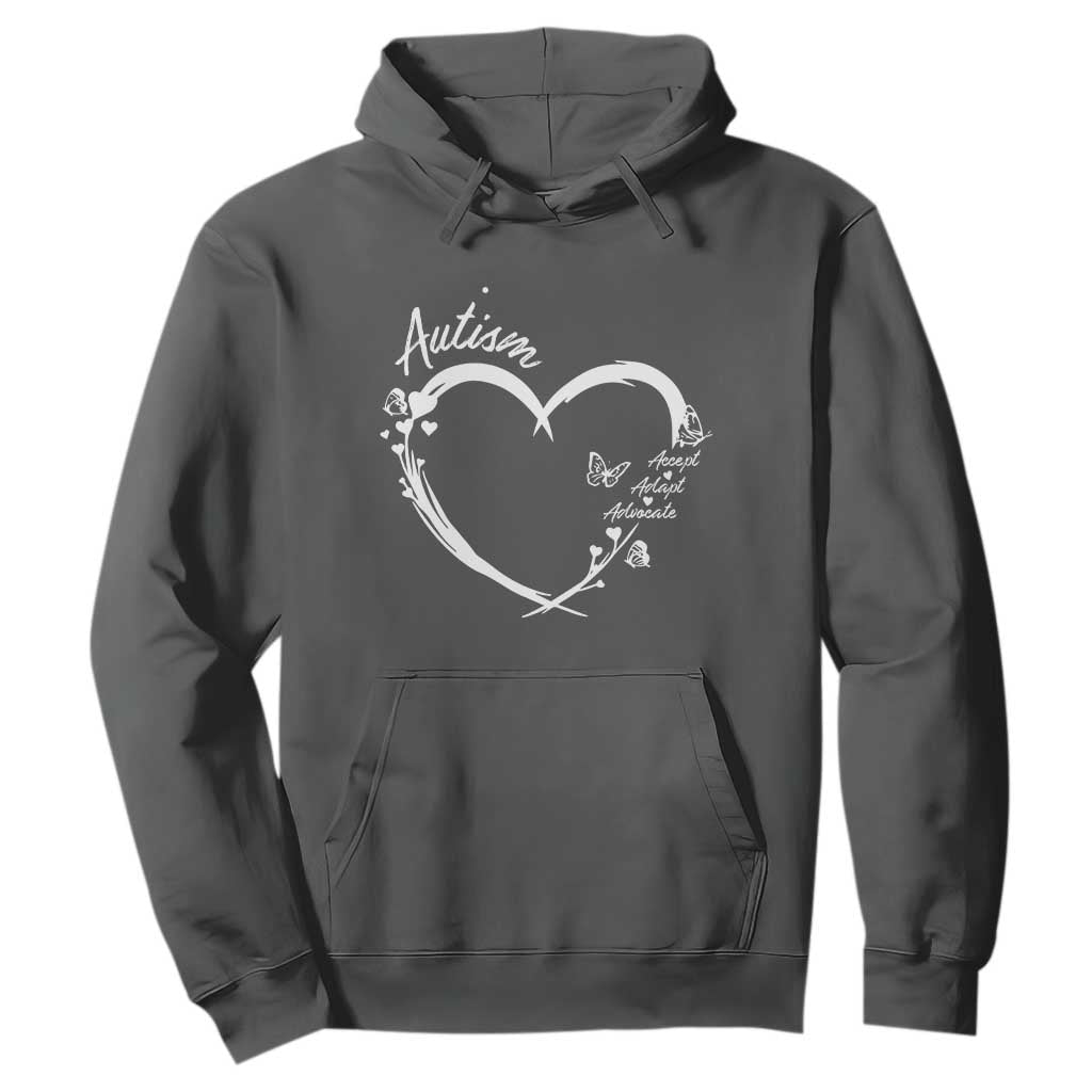Autism Support Adaptation Hoodie Accept Adapt Advocate Love Heart
