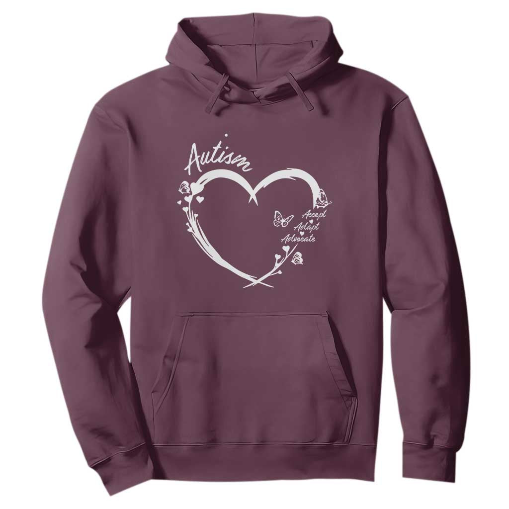 Autism Support Adaptation Hoodie Accept Adapt Advocate Love Heart